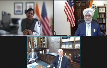 Consul General Dr. TV Nagendra Prasad joined a virtual meeting between H.E. Amb. Taranjit Singh Sandhu and Montana State Governor Hon’ble Greg Gianforte on ways to strengthen bilateral relations in trade, agriculture, minerals, education etc.,